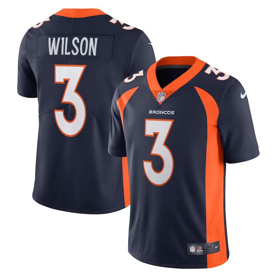 Men Denver Broncos 3 Russell Wilson Nike Navy Alternate Vapor Limited NFL Jersey